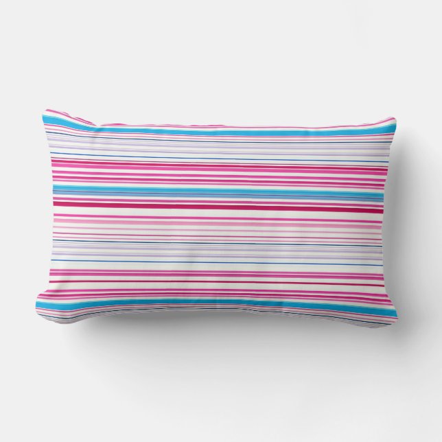 Leuke blauwe roze strepen kussen (Voorkant)