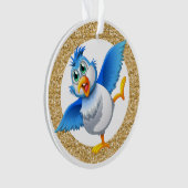 Leuke Blauwe Vogel van Geluk 5 Ornament (voorkant)