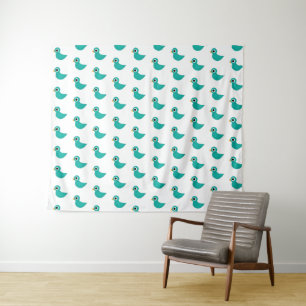 Leuke blauwe vogel wandkleed