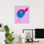 Leuke blauwe vogel waterverf poster (Thuiskantoor)