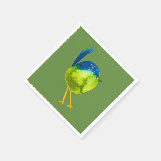 Leuke blauwe vogel waterverf servet (Hoek)