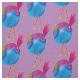 Leuke blauwe vogel waterverf stof