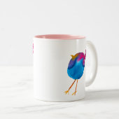 Leuke blauwe vogel waterverf tweekleurige koffiemok (Voorkant rechts)