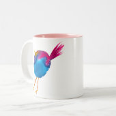 Leuke blauwe vogel waterverf tweekleurige koffiemok (Voorkant links)
