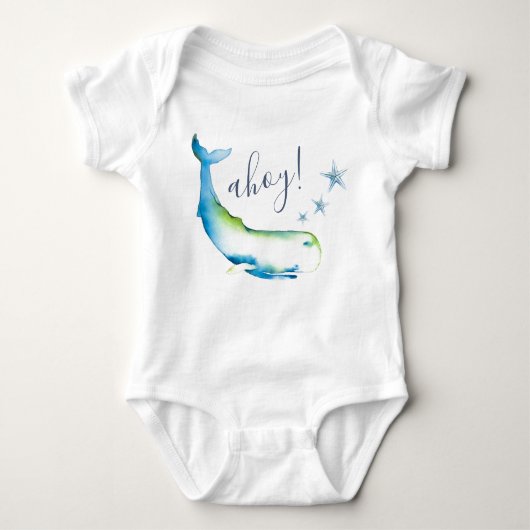 Leuke blauwe walvis strand jongen Baby Romper (Voorkant)