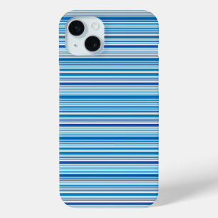 Leuke blauwe witte strepen iPhone 15 mini hoesje