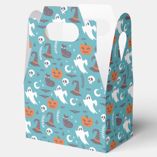 Leuke Blauwgroen Doodle Halloween Patroon Bedankdoosjes (Geopend)