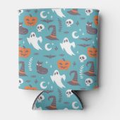 Leuke Blauwgroen Doodle Halloween Patroon Blikjeskoeler (Voorkant)