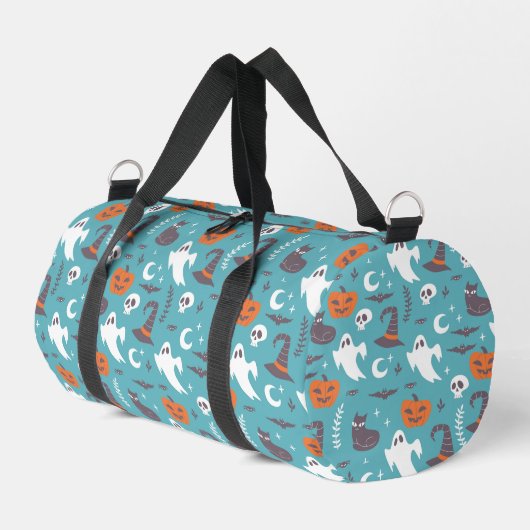 Leuke Blauwgroen Doodle Halloween Patroon Plunjezak (Linkerhoek)