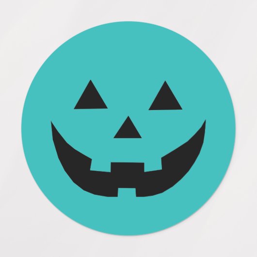 Leuke blauwgroen Jack o lantaarn pompoen gezicht H Labels (Design 2)