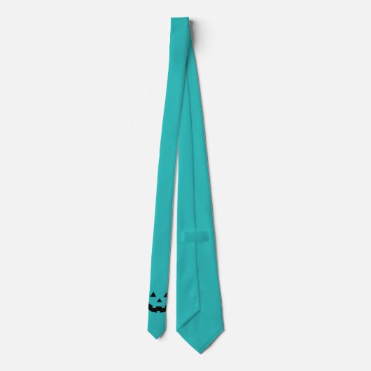 Leuke blauwgroen Jack o lantaarn pompoen gezicht H Stropdas (Achterkant)