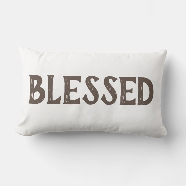leuke BLESSED-typografie | Lumbar Pillow Kussen (Voorkant)