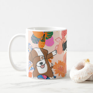 Leuke bloem Honden Kunststijl Voor hondenliefhebbe Koffiemok