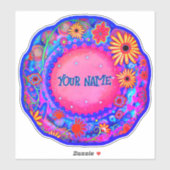Leuke Bloemen Custom Name Roze Inspirivity Sticker (Vel)