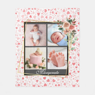Leuke Bloemen Lijst Nieuwe Baby Gepersonaliseerd 4 Fleece Deken