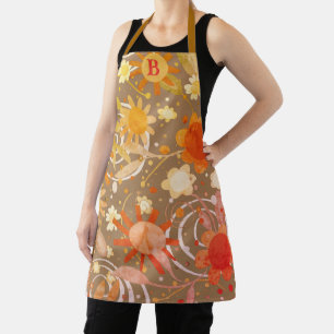 Leuke bloemen Moderne monogrammed-inspiratie Schort
