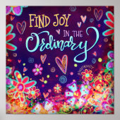 Leuke Bloemen Vind Joy Quote Inspirerend Poster (Voorkant)