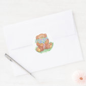 Leuke Bloemen voor U Teddybeer Ronde Sticker (Envelop)