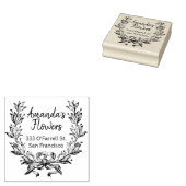 Leuke bloemenretour en zakelijk adres rubberstempel (Gestempeld)