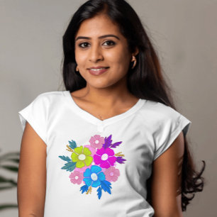 Leuke bloemetjes chique kleurrijk t-shirt
