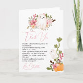 Leuke bloemige spookpompoen kleine boo baby shower bedankkaart (Voorkant)