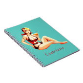 Leuke Blondine Martini Bikini Meisje Thunder_Cove Notitieboek (Rechterzijde)
