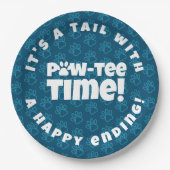 Leuke Blue Pawprints Pet Adoption Paw-t-shirt! Tij Papieren Bordje (Voorkant)