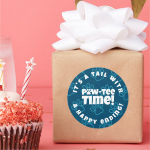 Leuke Blue Pawprints Pet Adoption Paw-t-shirt! Tij Ronde Sticker