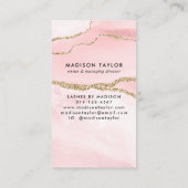 Leuke Blush Roze Goud Glitter Marmer Agaat Monogra Visitekaartje (Achterkant)
