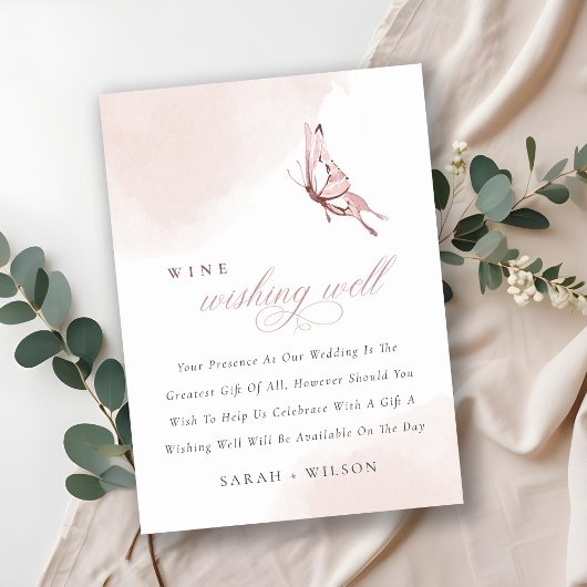 Leuke Blush Waterverf Vlinderwijn die goed wenst Informatiekaartje