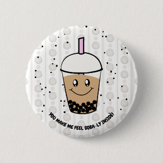 Leuke Boba Bubble Tea Pun Button