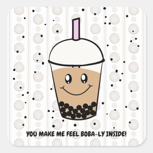 Leuke Boba Bubble Tea Pun Square Sticker (Voorkant)