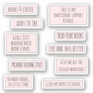 Leuke Boekige Quotes Boek Lover Roze Sticker Pack