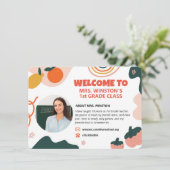 Leuke Boheemse Welkom Kaart Leraar (Staand voorkant)