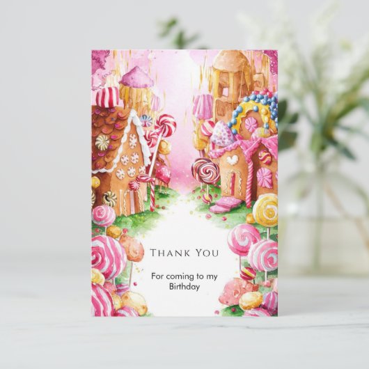 Leuke Boho Candyland Verjaardag Bedankkaart (Staand voorkant)