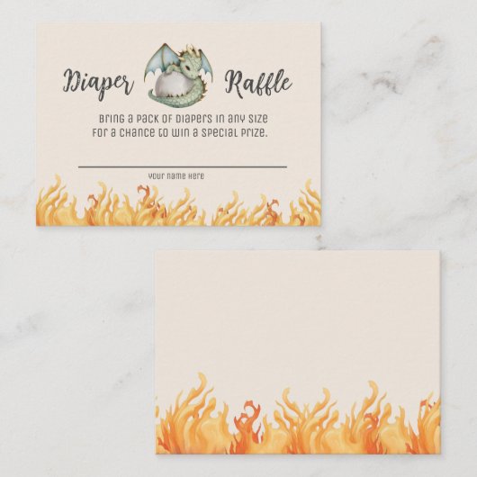 Leuke Boho Dragon Diaper Raffle Enclosure Kaart (Voorkant / Achterkant)