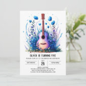 Leuke Boho Gitaar Jongen Verjaardag Kaart (Staand voorkant)