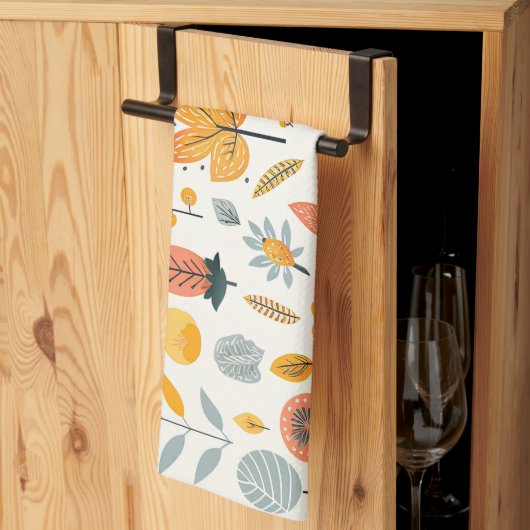 Leuke Boho herfst Herfst Pattern Sinaasappel Blauw Theedoek (Derde Gevouwen)