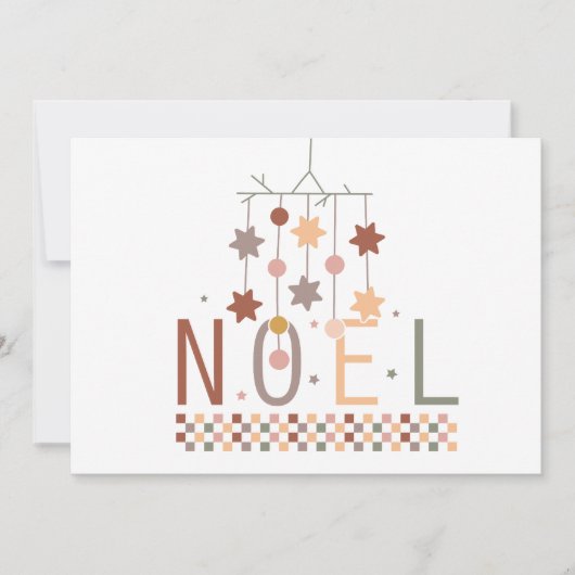 Leuke Boho Pastel Noel Kerst Kaart (Voorkant)