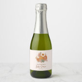 Leuke Boho Retro Bloemen Baby shower Aangepaste na Sparkling Wijnetiket (Voorkant)