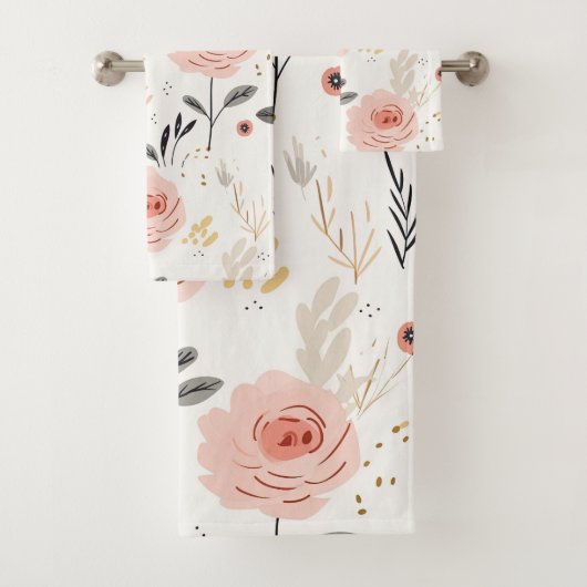 Leuke Boho Rozen Pattern Bad Handdoek (Insitu)