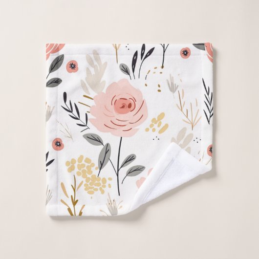 Leuke Boho Rozen Pattern Bad Handdoek (Wasdoekje)