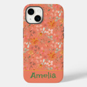 Leuke boho tuin roze sinaasappel patroonnaam Case-Mate iPhone case (Achterkant)