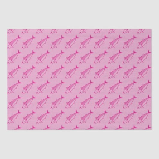 Leuke Bonito Vis in Hot Pink op Pastel Pink Tissuepapier (Voorkant)
