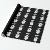 Leuke Boo Ghost Halloween Patroon Zwart en Wit Cadeaupapier (Uitgerold)
