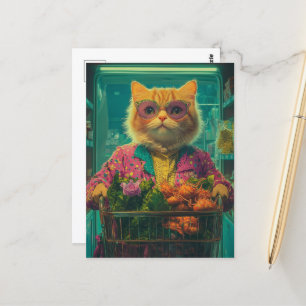 Leuke boodschappen Ginger Cat in Zonnebril Briefkaart