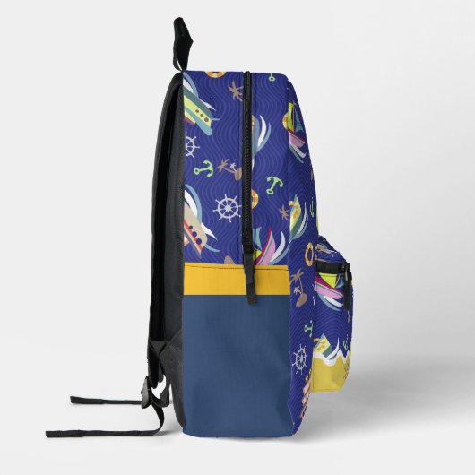 Leuke Boot Blauwe Print Gesneden Naaizak Bedrukte Rugzak (Links)