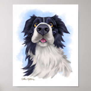 Leuke Border Collie Cartoon Poster