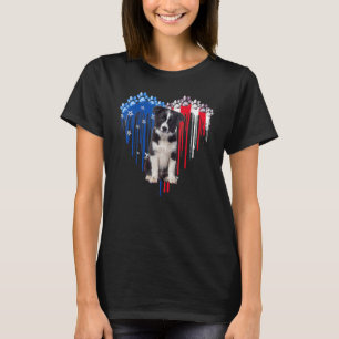 Leuke Border Collie Hond USA Heart America 4th of T-shirt