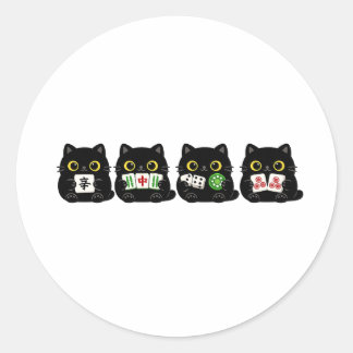 Leuke Bordspelavond , Mahjong Zwarte Kat Ronde Sticker